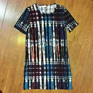 Bobbie Brooks Womens Tie-Dye Scoop Neck Stretch Summer Mini Dress Medium
